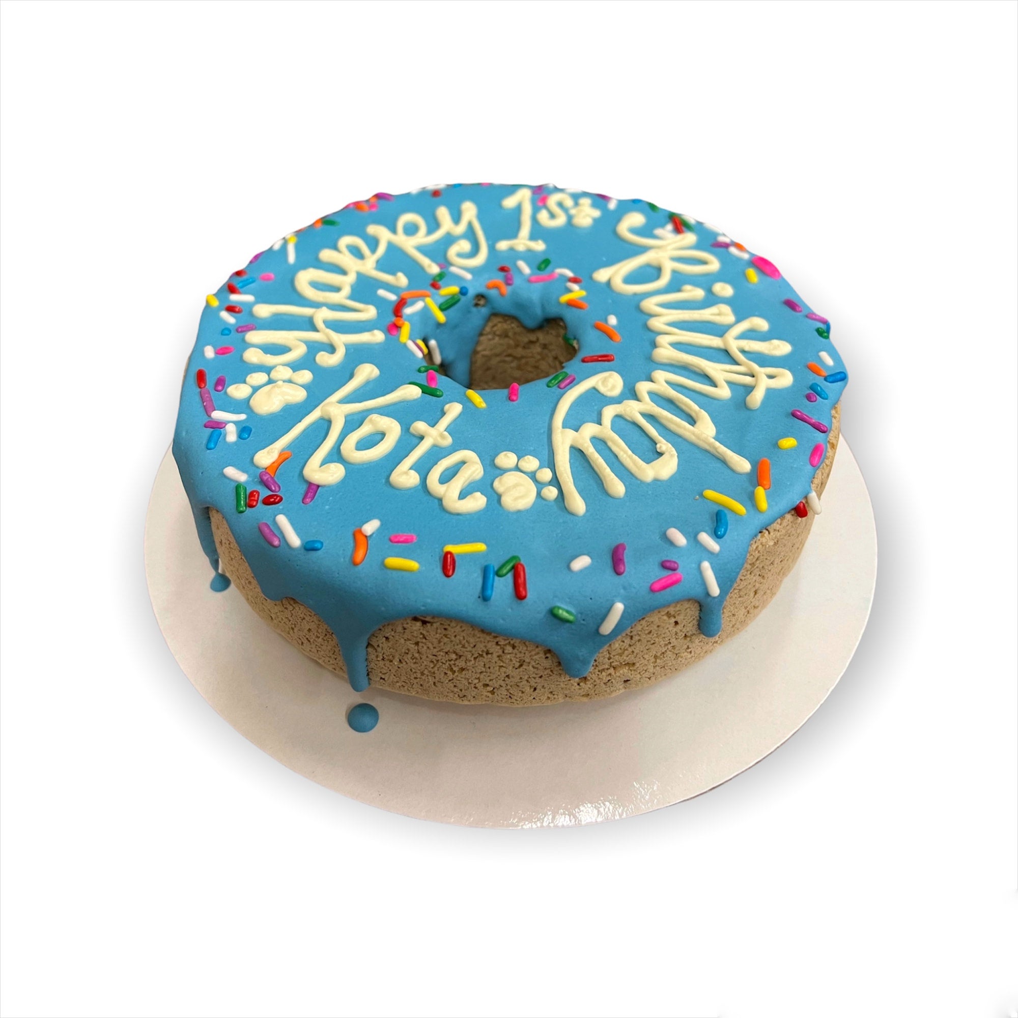 Personalized Donut-Shaped Dog Cake